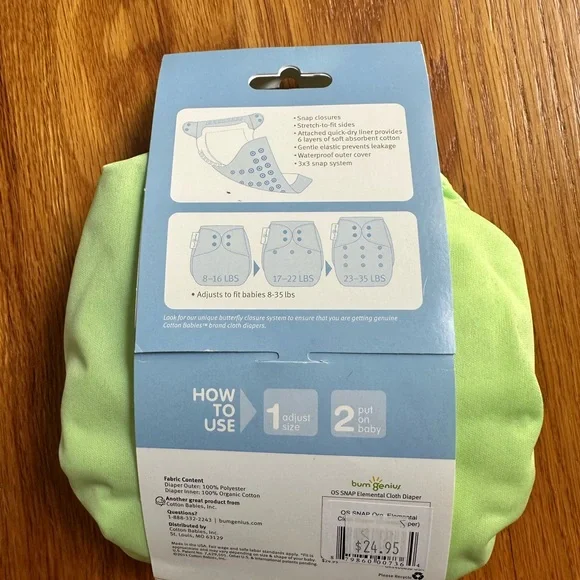 BumGenius Organic Green Diaper Covers - Picture 3 of 4